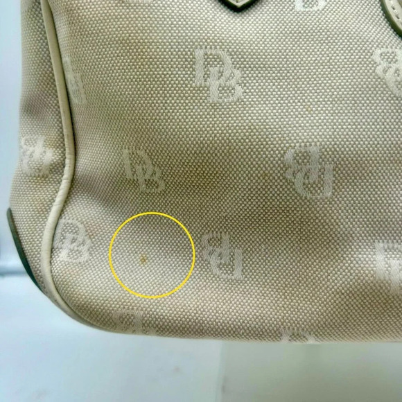 Dooney & Bourke DB Monogram Logo Purse Off White Ivory Canvas Leather Top Handle - Picture 7 of 16